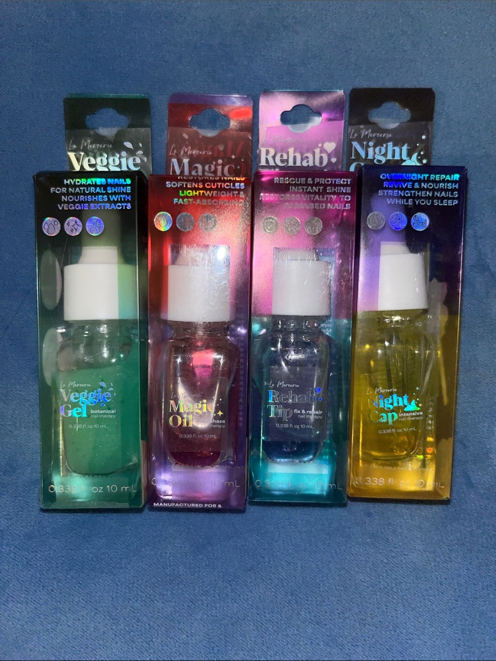 Le Mervane Nail Treatment Oil Set - Green, Pink, Blue, Yellow